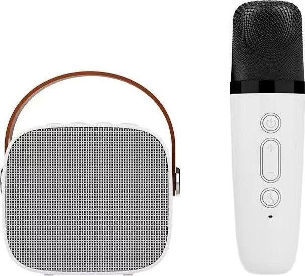 INF Tragbarer Bluetooth KTV Lautsprecher mit Mikrofon, HIFI Sound, Echo Weiß