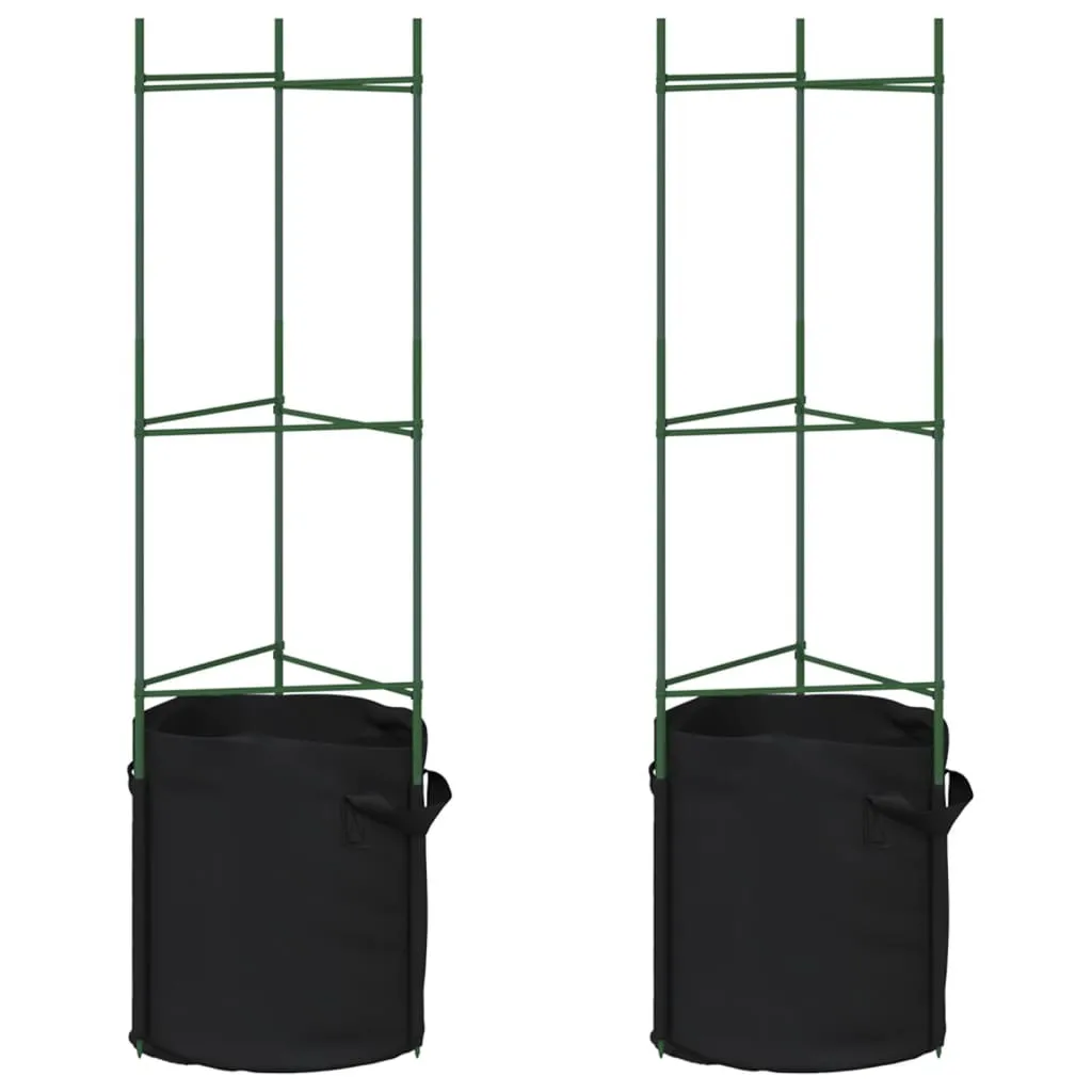 vidaXL Cage à tomates avec sac de plantation 2 pcs 116 cm Acier et PP