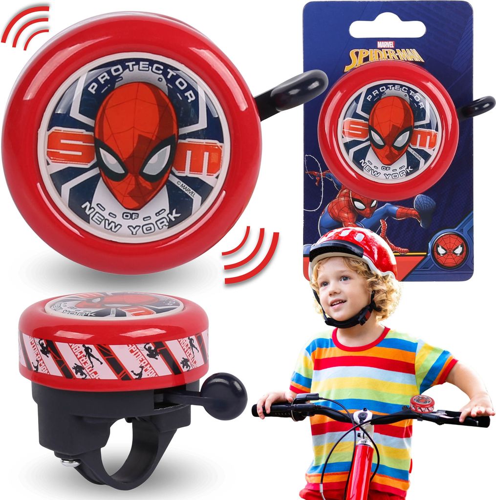 MARVEL Spider-Man Metall Fahrradklingel FÜR DAS LENKRAD für Kinder, Quietschende Fahrradhupe 5,5 cm