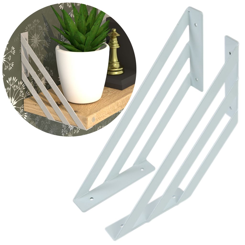 Moderne Regalträger für Wandregale, FLEX 200 x 200 mm, weiß, 2 Stück