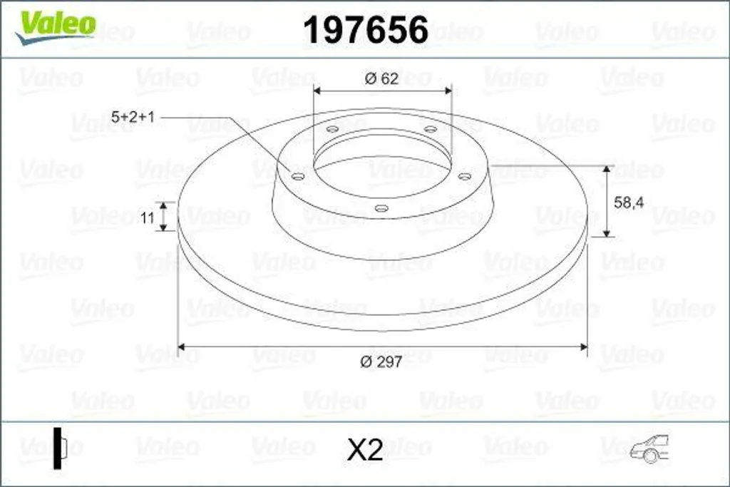 Disque de frein pour Toyota Verso Valeo 197656 OE 424310F020 - Arrière