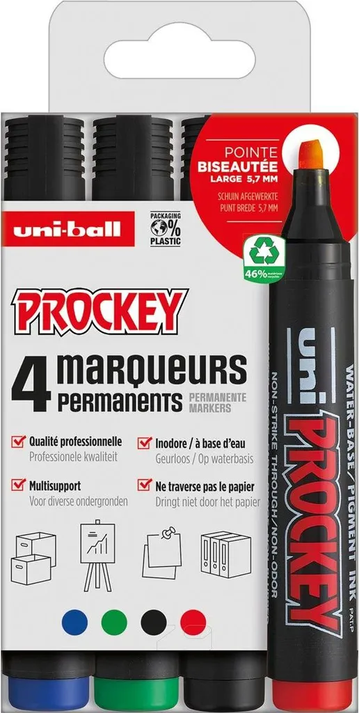 Pennarello Permanente Uni-ball Prockey PM126 - Set 4 per DIY e Casa