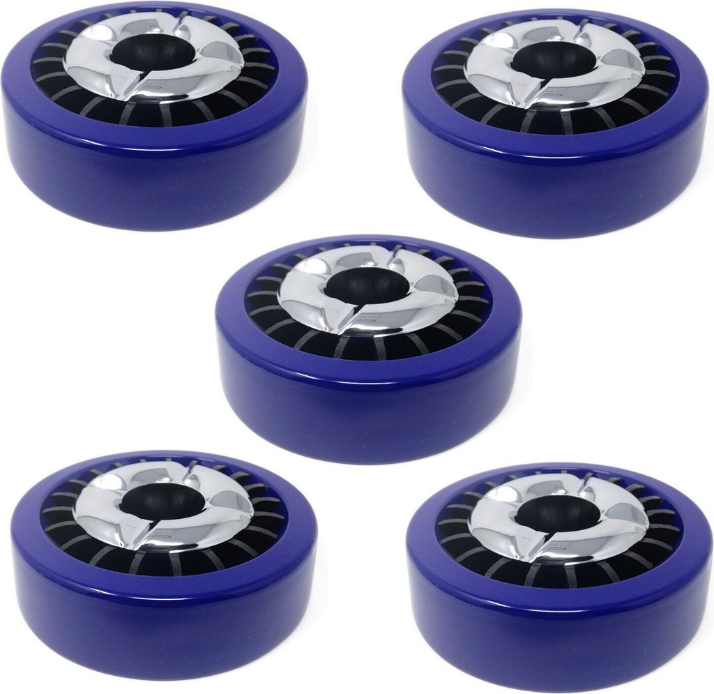 5x Blau, Starlet24 Windaschenbecher Gluttöter rund flach - stabiler Metall-Kunststoff-Aschenbecher für draußen & drinnen, spülmaschinenfest