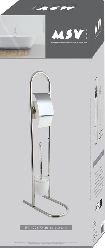 MSV 140383 Stand WC Garnitur WC Bürste Toilettenbürste Klobürste aus Edelstahl 16x30x83cm