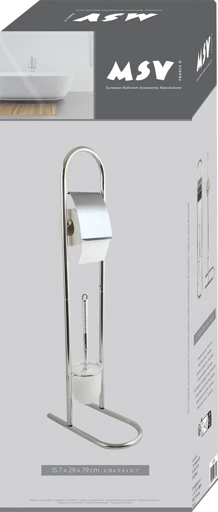 Set WC MSV 140383 in Acciaio Inox | Accessori Bagno Moderni 16x30x83
