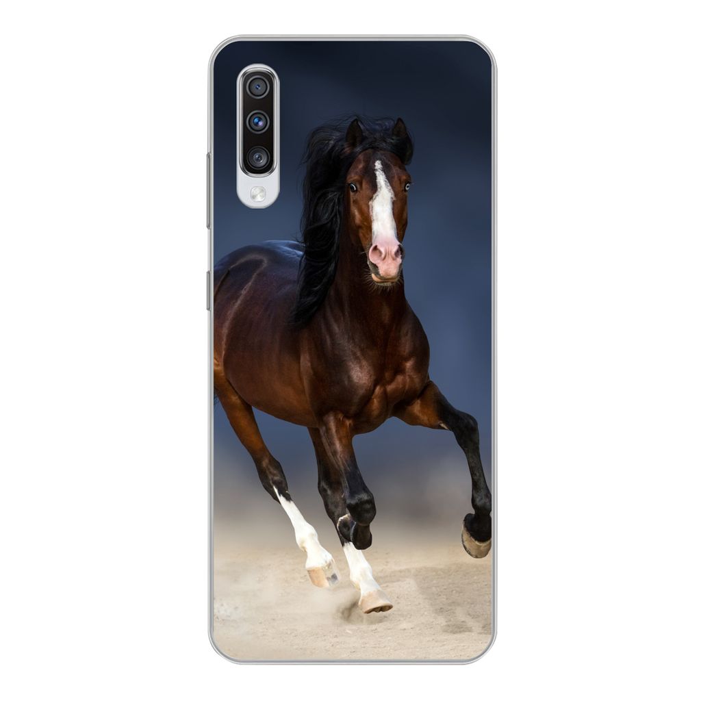 MuchoWow Handyhülle Schutzhülle Hülle für Samsung Galaxy A70 Pferde - Tiere - Sand Silikon Softcase Handy Hülle - Schutzhaube