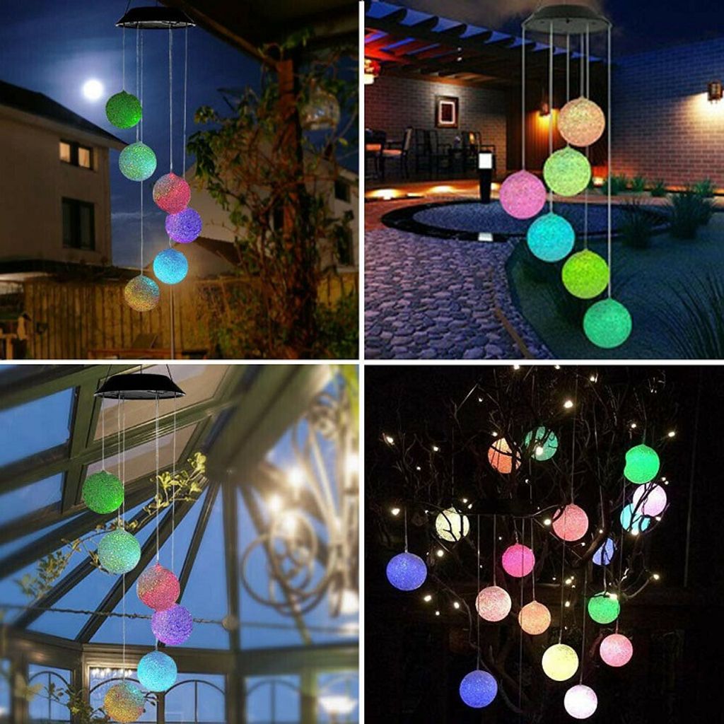 6 LED Solarleuchte Windspiel Licht Garten hängen Spinner Lampe Farbwechsel Dekor 