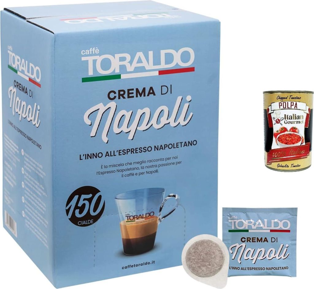 Caffè Toraldo Crema di Napoli E.S.E. Pads – 150 Stück (44 mm) | Neapolitanische Röstung, kräftig & cremig – einzeln verpackt, ESE kompatibe...