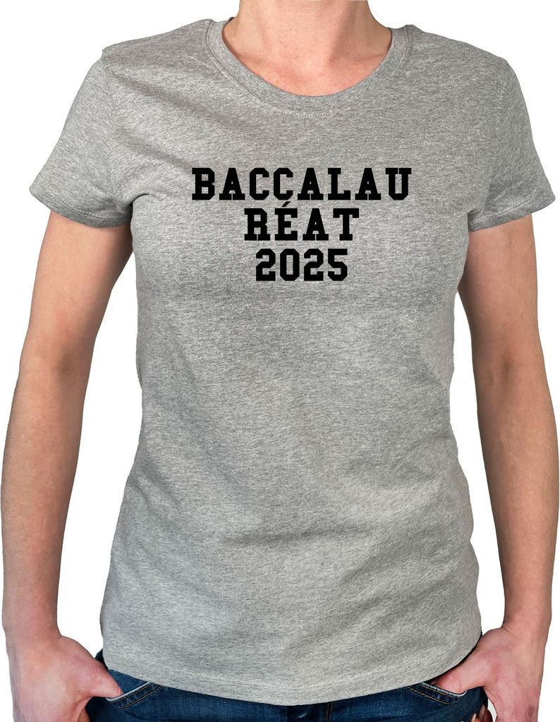 Huuraa Damen T-Shirt Baccalauréat 2025 Abschluss Frankreich XXL Sport Grey Bio Baumwolle Fairtrade Damenshirt Geschenkidee