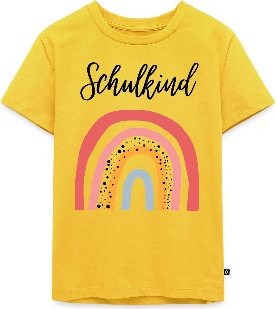 Spreadshirt Einschulung Schulkind 2025 Regenbogen Geschenkidee Kinder Premium T-Shirt, 98/104 (2 Jahre), Sonnengelb