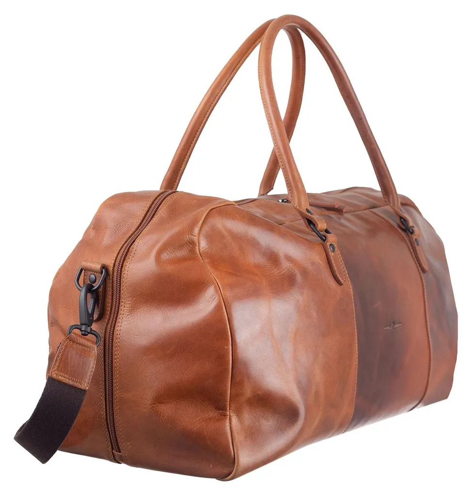 Sac de voyage cuir véritable Caramel - Finition Newport robuste et chic