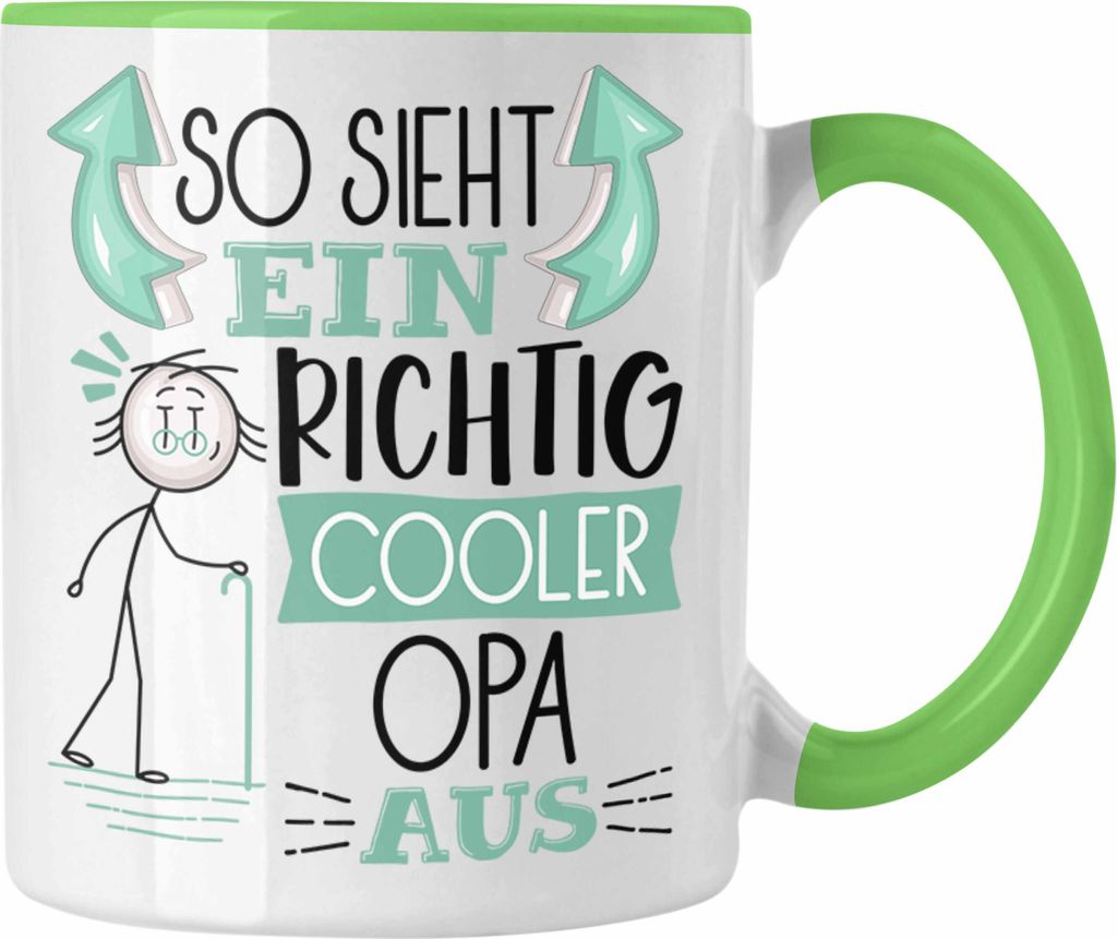 Trendation - Opa Tasse Geschenk So Sieht Ein RIchtig Cooler Opa Aus Geschenkidee Lustiger Spruch Geburtstag Becher Kaffeetasse Vatertag (Grün)
