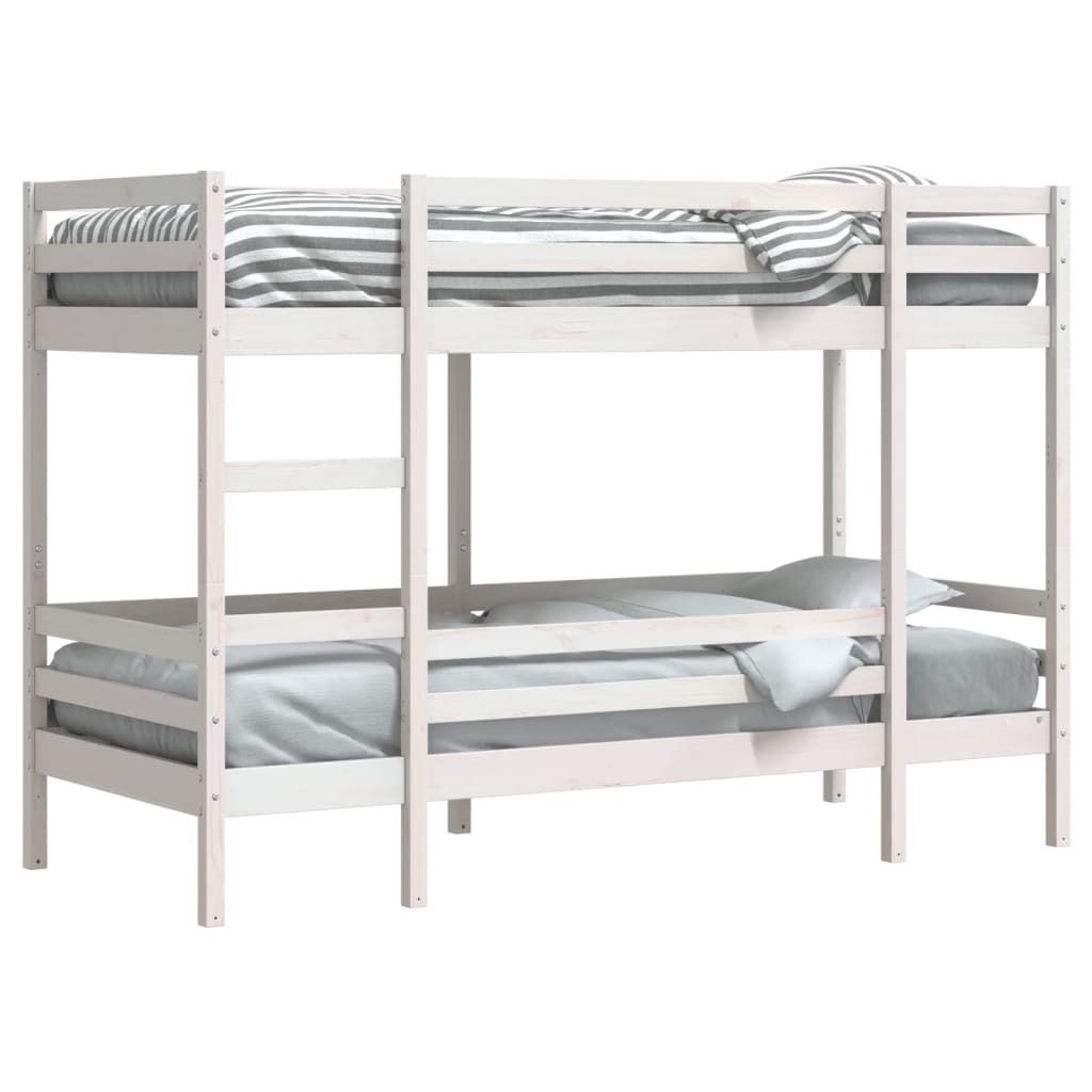 (NEU 2026) Etagenbett/Jugendbett, Weiß 75x190 cm - Massivholz Kiefer - Klassische Betten - 42.8 kg