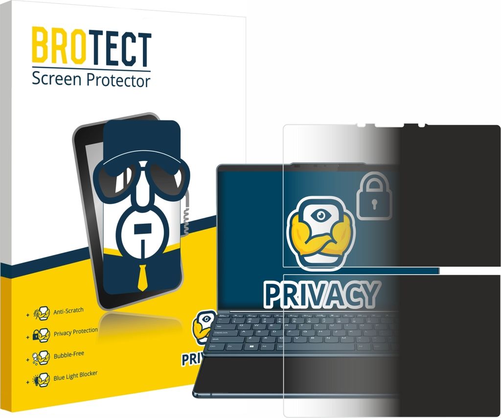 BROTECT Sichtschutzfolie für Lenovo Yoga Book 9i Gen 8 Anti-Spy Privacy Sichtschutz Blickschutz Folie Blaulicht-Schutz