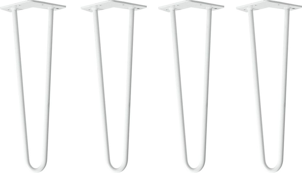 Natural Goods Berlin HAIRPIN Legs, Haarnadelbeine, Möbelfüße, Tischbeine, Weiß, 40 cm, 2 Streben, 4 Stück