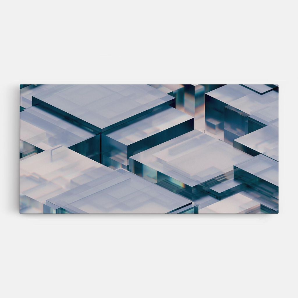 ARTHUB Leinwandbild 40x80 cm, Square Glass | Wohnzimmerdekoration, Hängende Bilder, Wanddekoration, Heimdekoration, Abstrakte, Optische Täuschu...