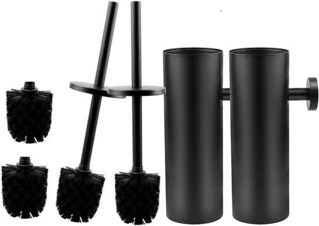 Brosse WC murale noire en acier inoxydable pour gain de place optimal
