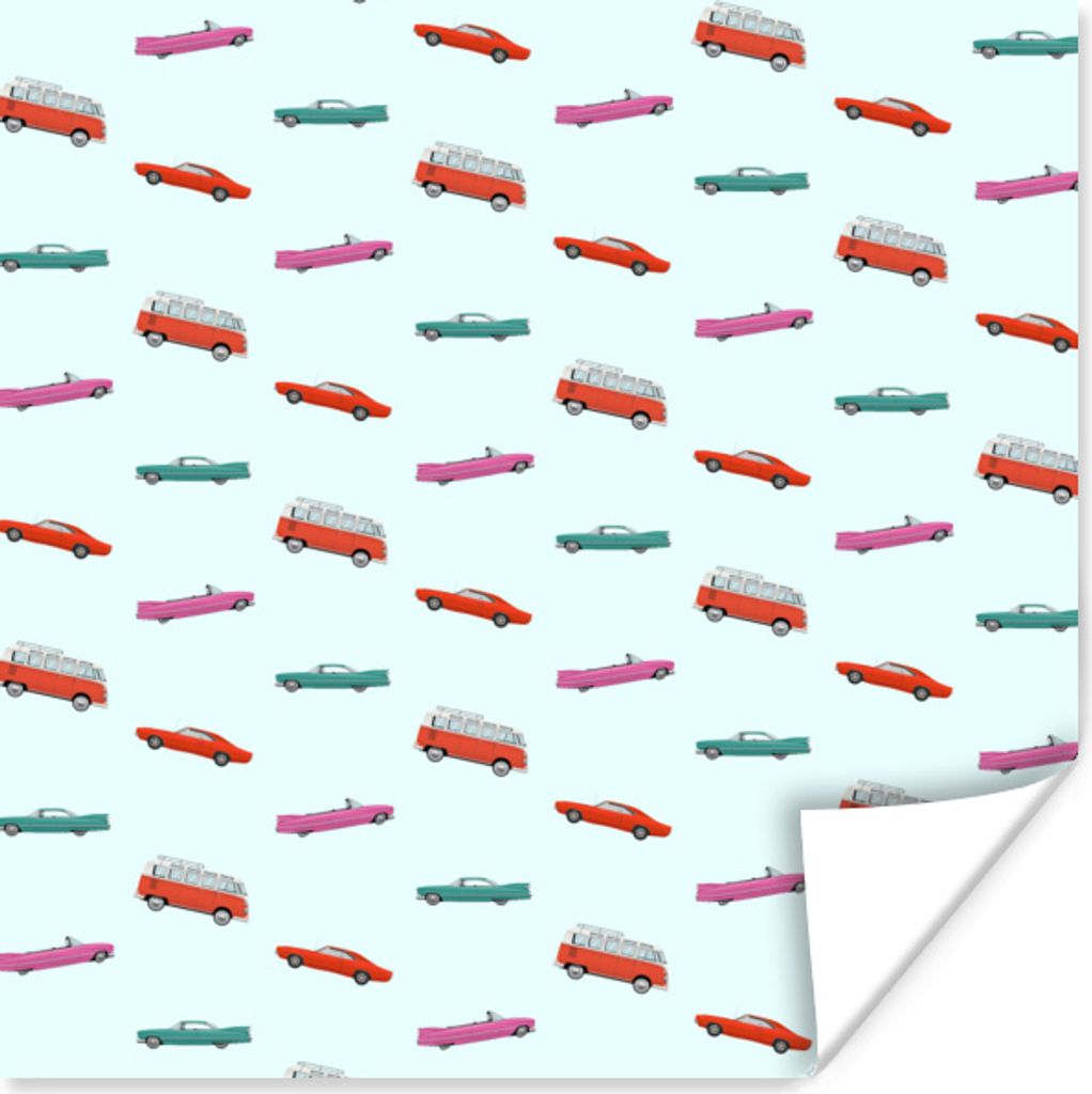 MuchoWow Poster Auto - Muster - Farben 75x75 cm - Wand Dekoration