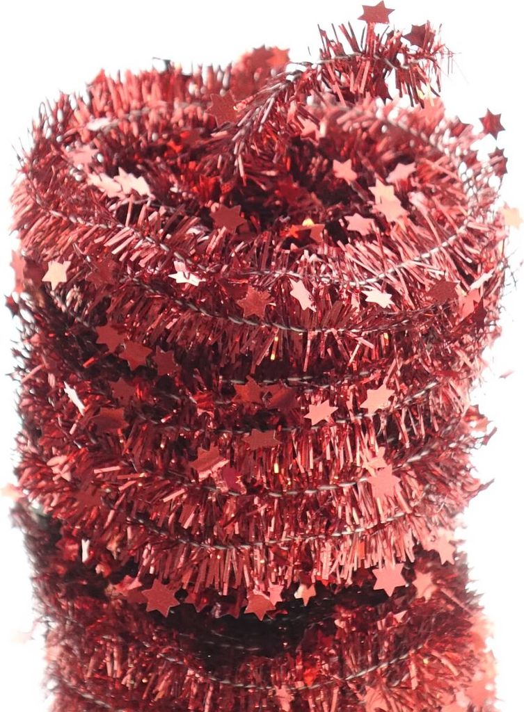 Weihnachts-Lametta-Sterngirlande Rot glänzend 7 Meter - Kunststoff