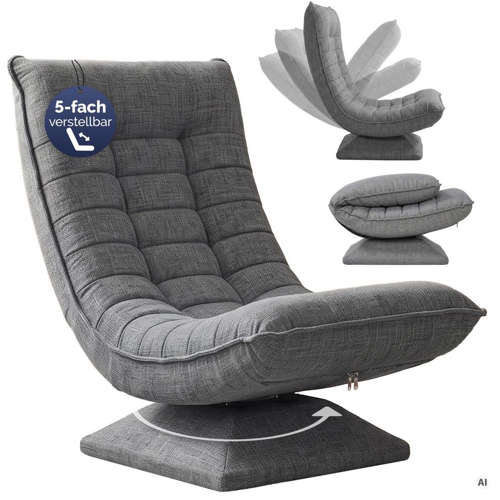 CASARIA Relaxsessel mit verstellbarer Rückenlehne Grau Produktbild  KI-generiertes Bild