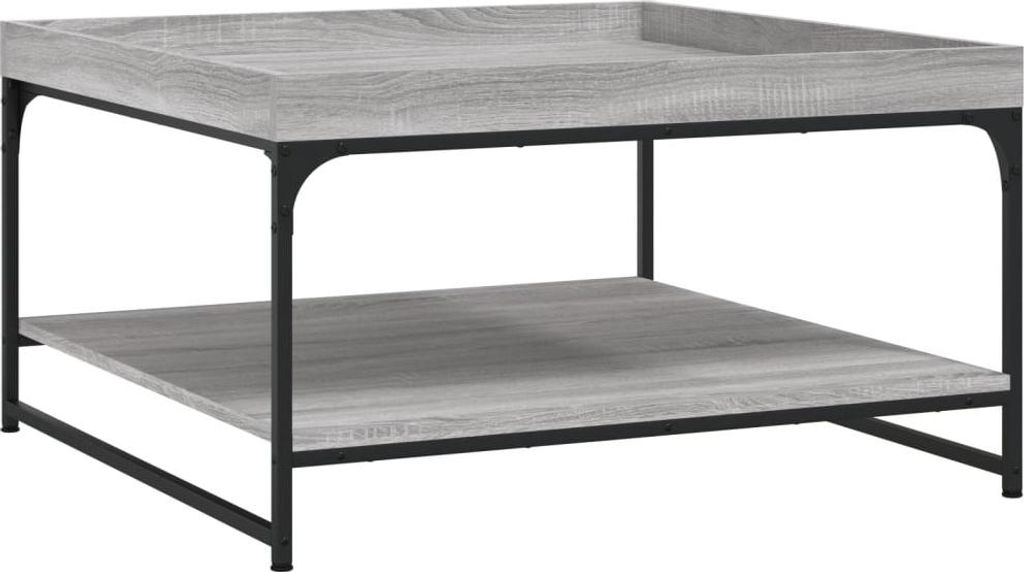 vidaXL Couchtisch Grau Sonoma 80x80x45 cm Holzwerkstoff und Eisen