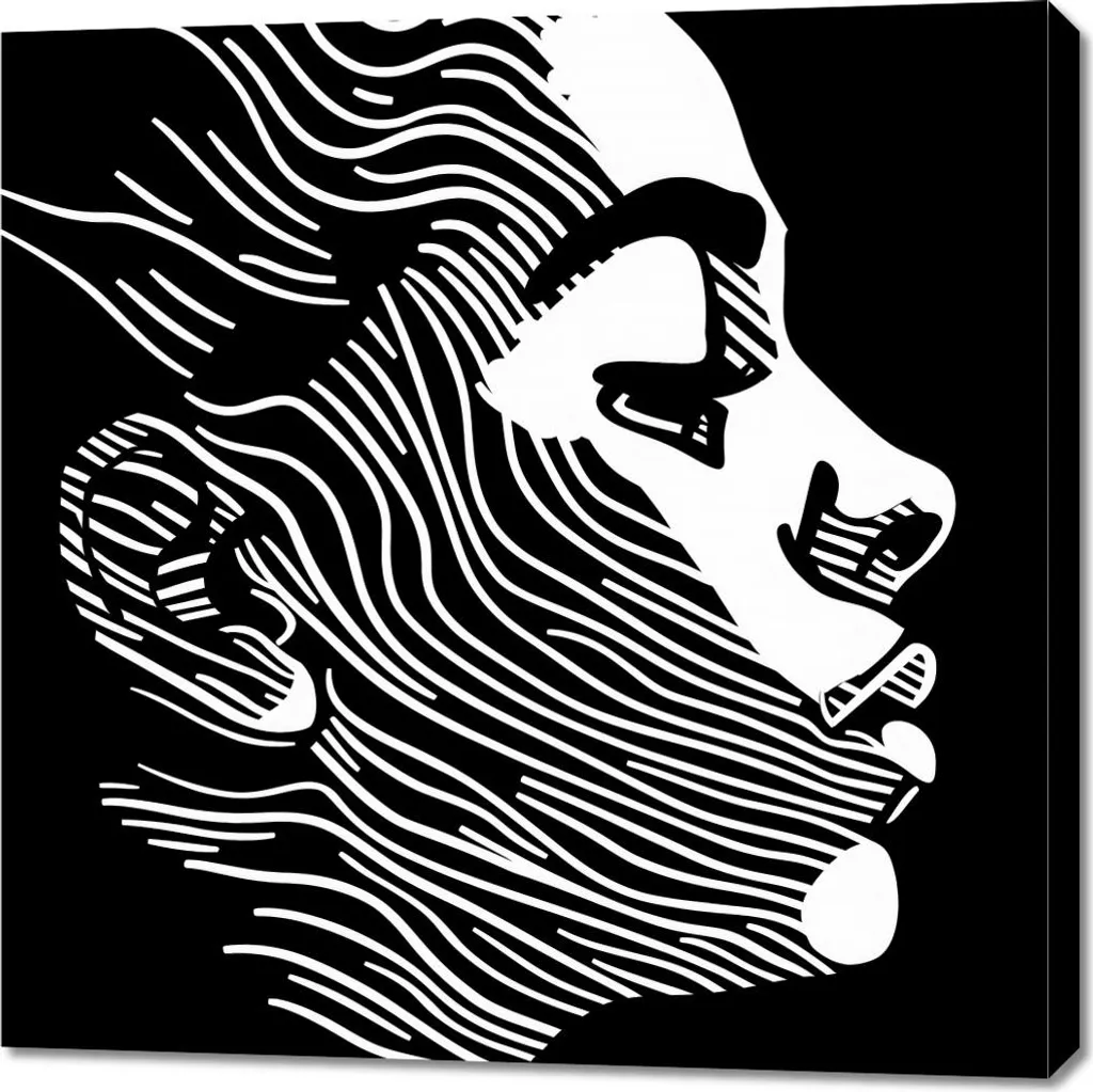 Toile Abstraite Lignes de l'expression 90x90 cm - Design Minimaliste Noir