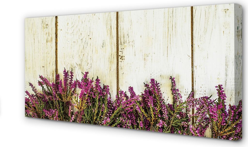 Leinwandbild 100x50 Wandkunst Lila Blüten Bretter