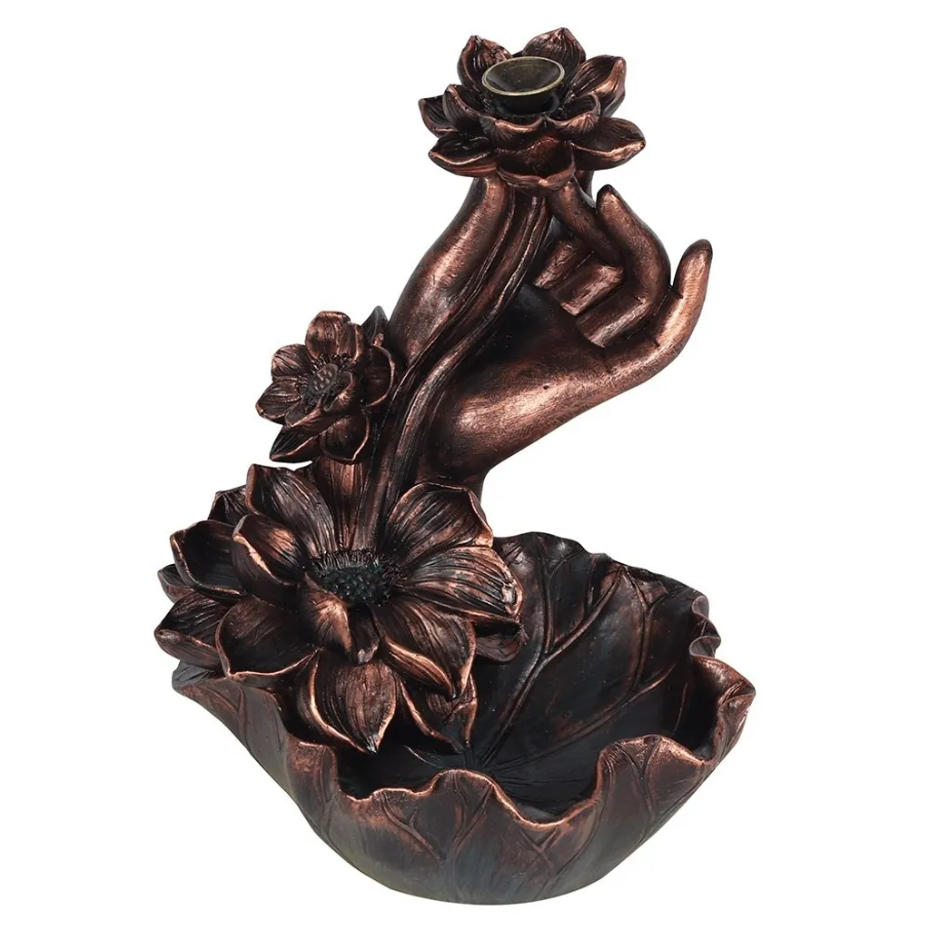Encensoir à reflux SD2931 marron - Design main et fleur effet cascade