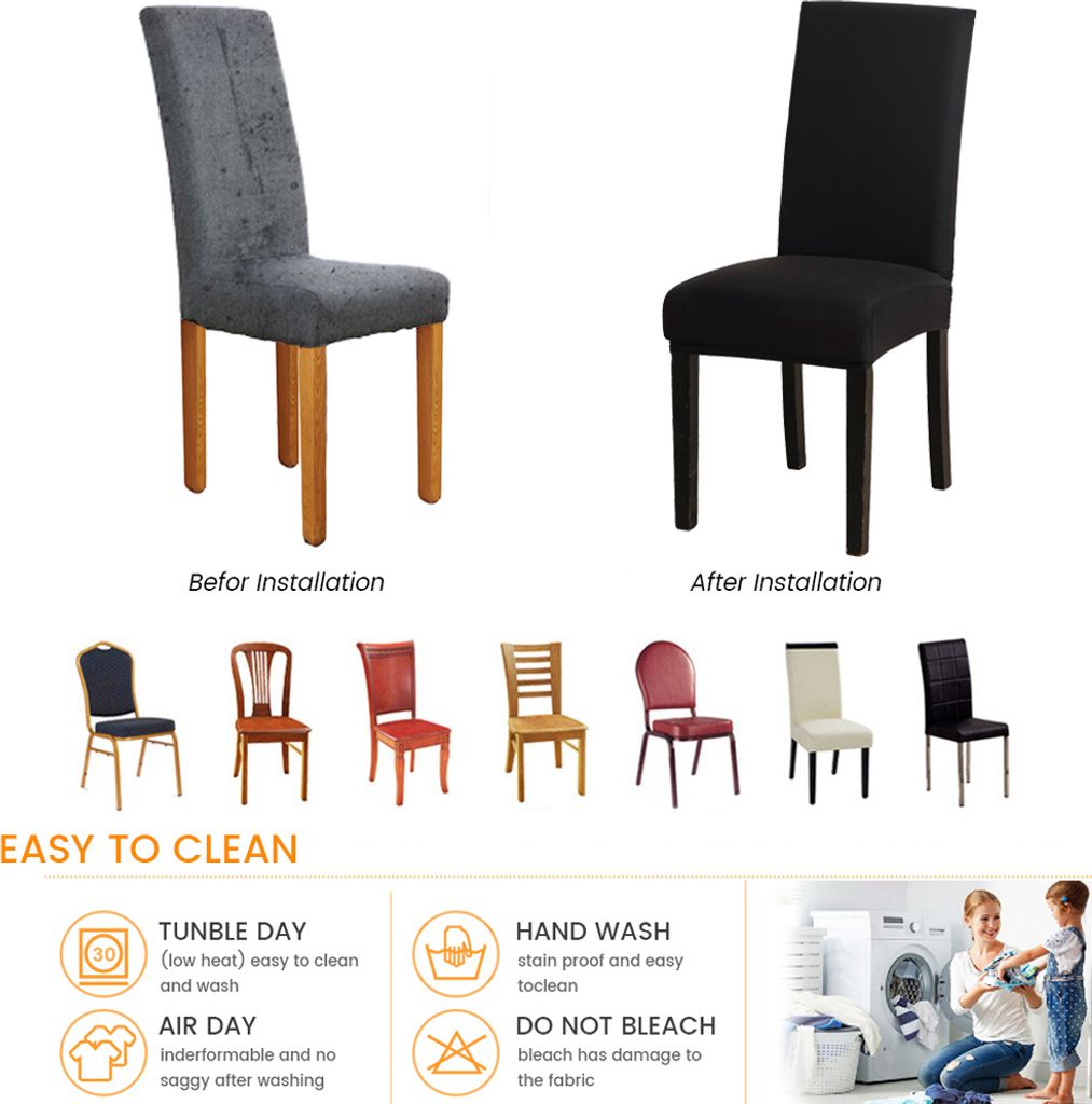 Stretch-Stuhlhussen 4er Set – Elastische Bezüge Für Esszimmerstühle, Farbe: Grün, Blau, Gelb, Orange