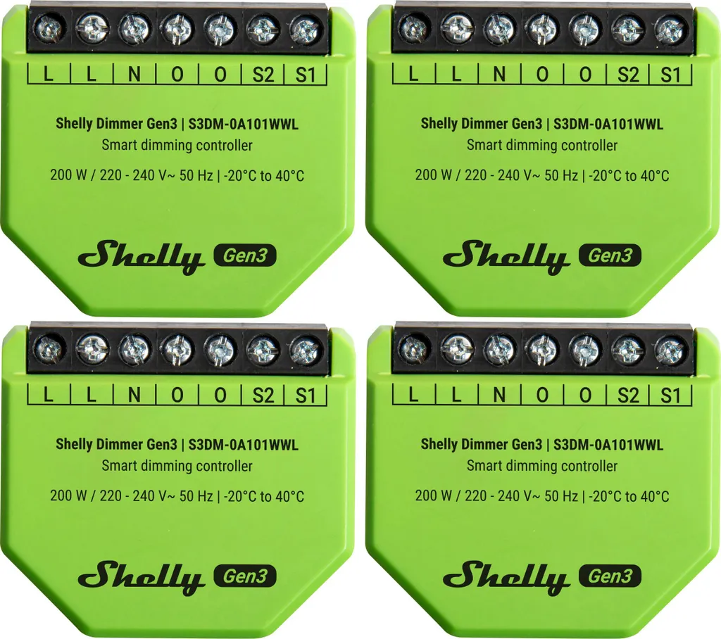 Shelly Dimmer Gen3 lot de 4 variateurs connectés encastrables