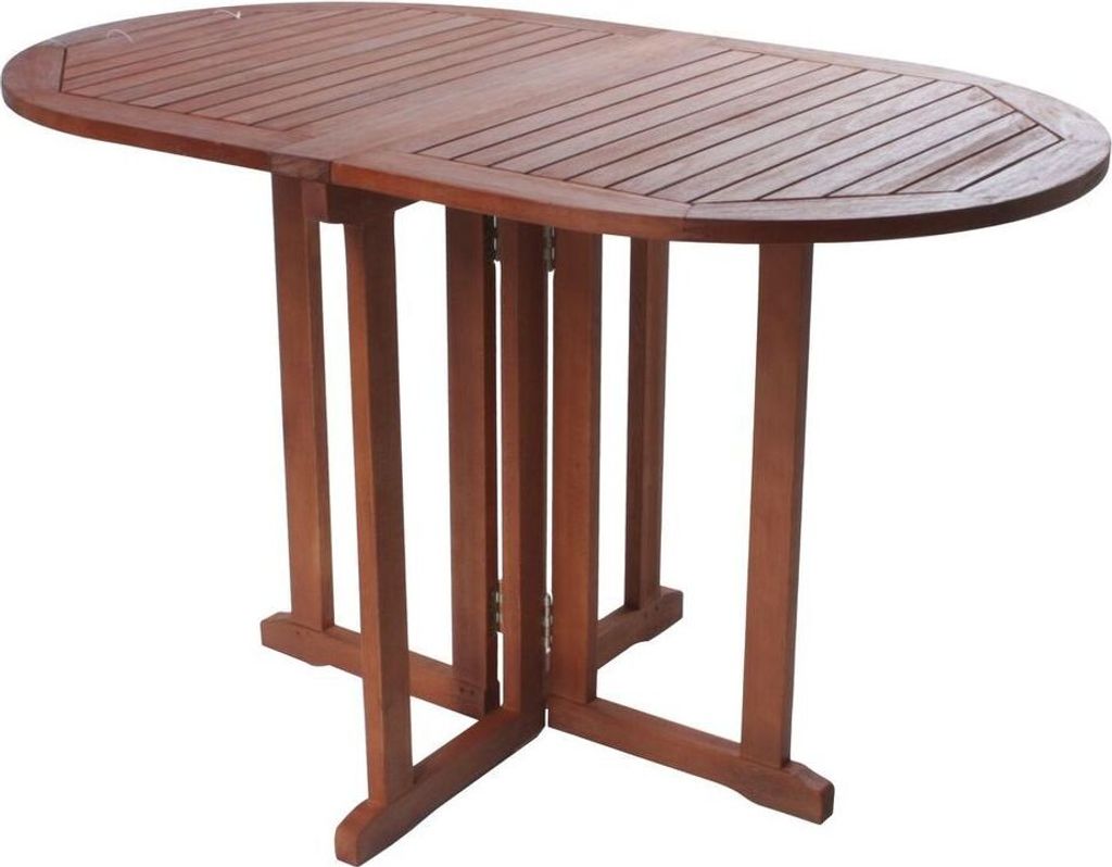 A wooden folding table on a white background.