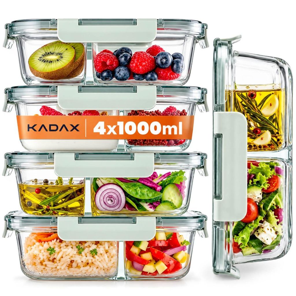 Contenedores de vidrio KADAX para alimentos, con 2 Imagen del producto 