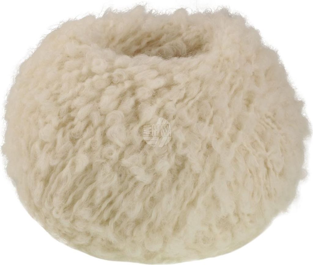 A close-up of a fluffy, cream-colored object with a hole in the center.