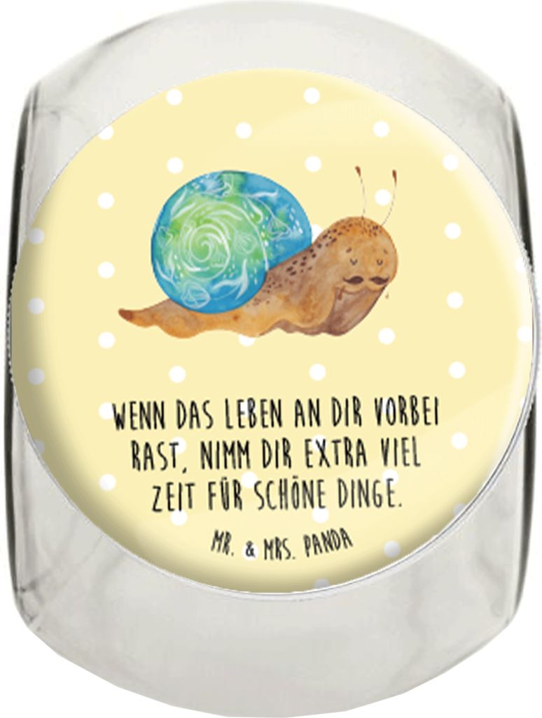 Mr. & Mrs. Panda Kaffeedose Schnecke Sir XL 2000ml - Gelb Pastell - Geschenk, Motivation, glasbehälter, Glasdose, Lebenszeit, Tiermotive, Lebensei...