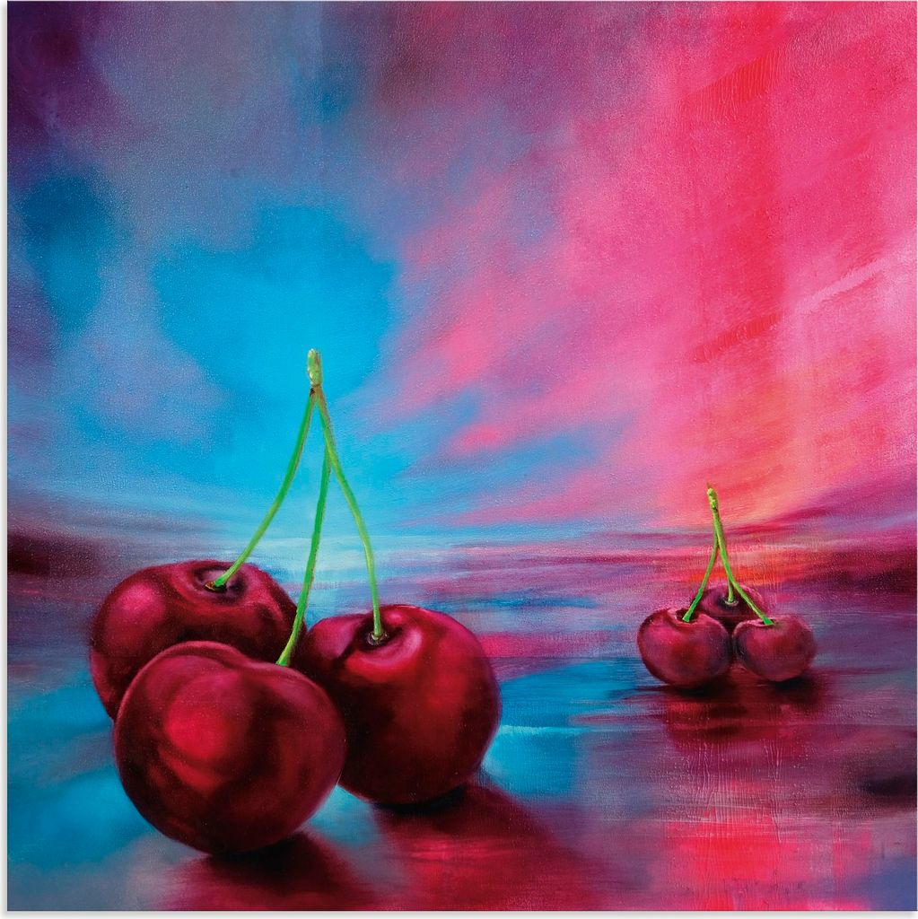 ARTland Wandbild Alu für Innen & Outdoor Kirschen - und ein heller Tag Größe: 40x40 cm
