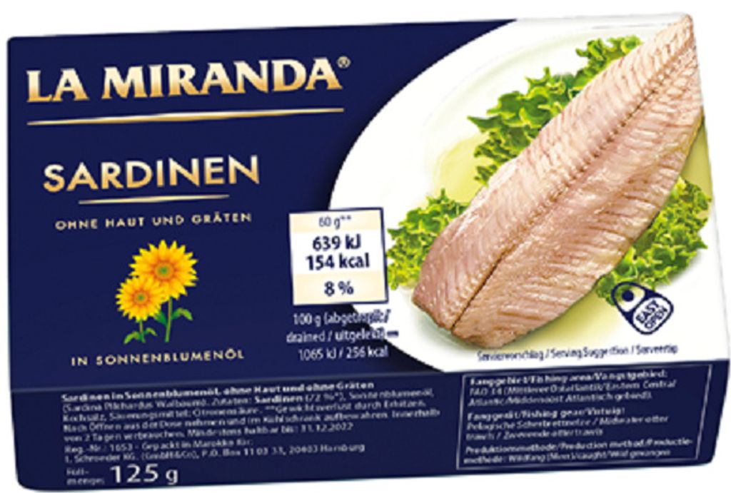 La Miranda Sardinen ohne Kopf und Gräten in Sonnenblumenöl 125 Gramm