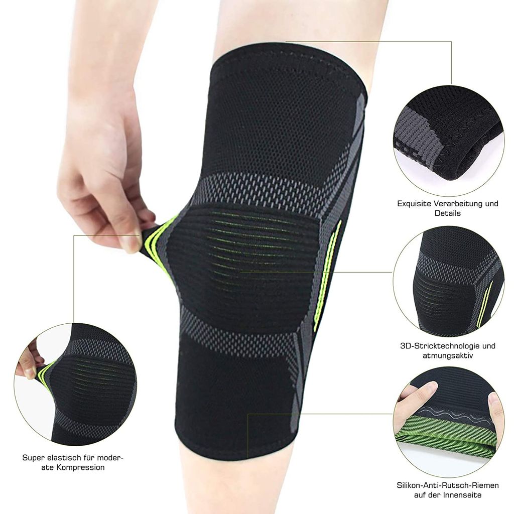 3D Kniebandage von Hochwertige Klett-Kniebandage Sport Bandage Knie Schutz 