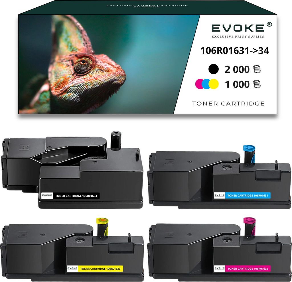 4x Toner für Xerox 106R-6010B 106R01634 CMYK = Schwarz + Blau + Rot + Gelb | Ersatz für Phaser WORKCENTRE 6000 6010V/N 6015 6015N 6015NI
