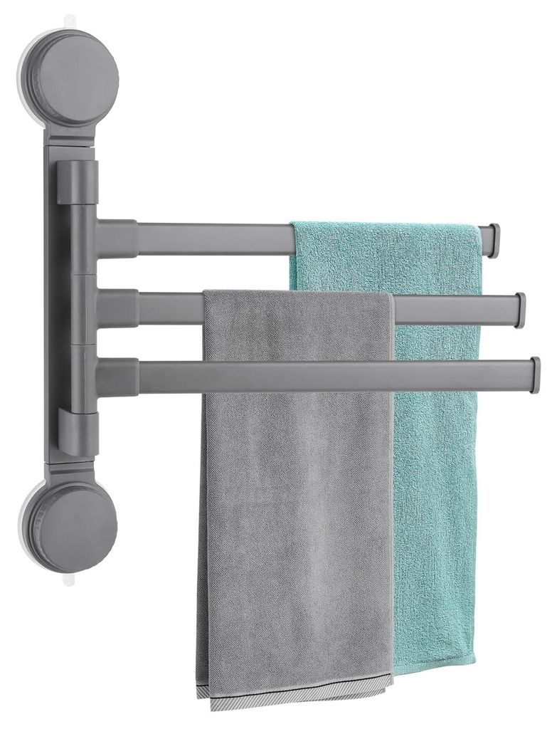 Handtuchhalter Ohne Bohren, 180° Schwenkbar 3 Armig Handtuchstange, Saugnapf Typ Towel Holder, Aluminiumlegierung Badetuchhalter Arm Bis Zu 30cm f...