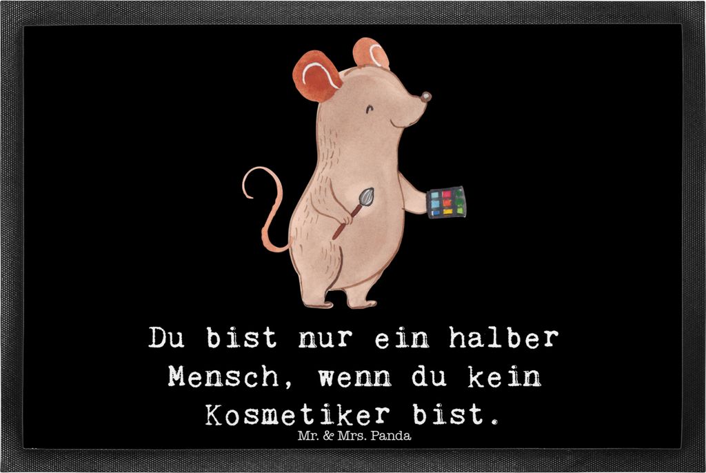 Mr. & Mrs. Panda Schmutzmatte Kosmetiker Herz 40 x 60 cm - Schwarz - Geschenk, Ausbildung, Fußabstreifer, Schmutzfangmatte, Fußabtreter, Eingangs...