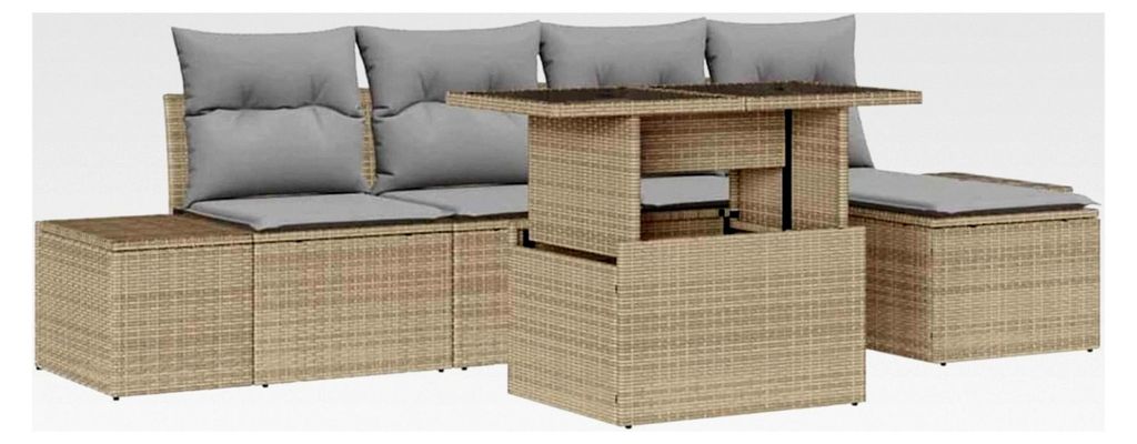 5-teiliges Rattan-Garten-Esszimmer-Set, modern, UV-beständig, für Terrassen und Familientreffen