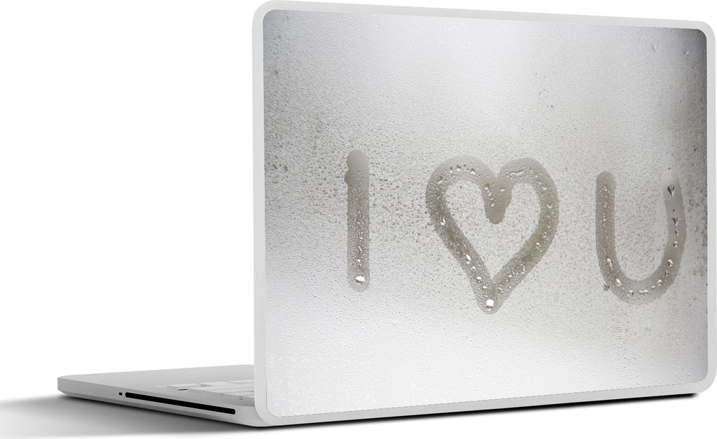 MuchoWow Laptop Aufkleber Sticker Cover Ich liebe dich, geschrieben auf ein beschlagenes Fenster 30x22 cm - Laptop-Sticker