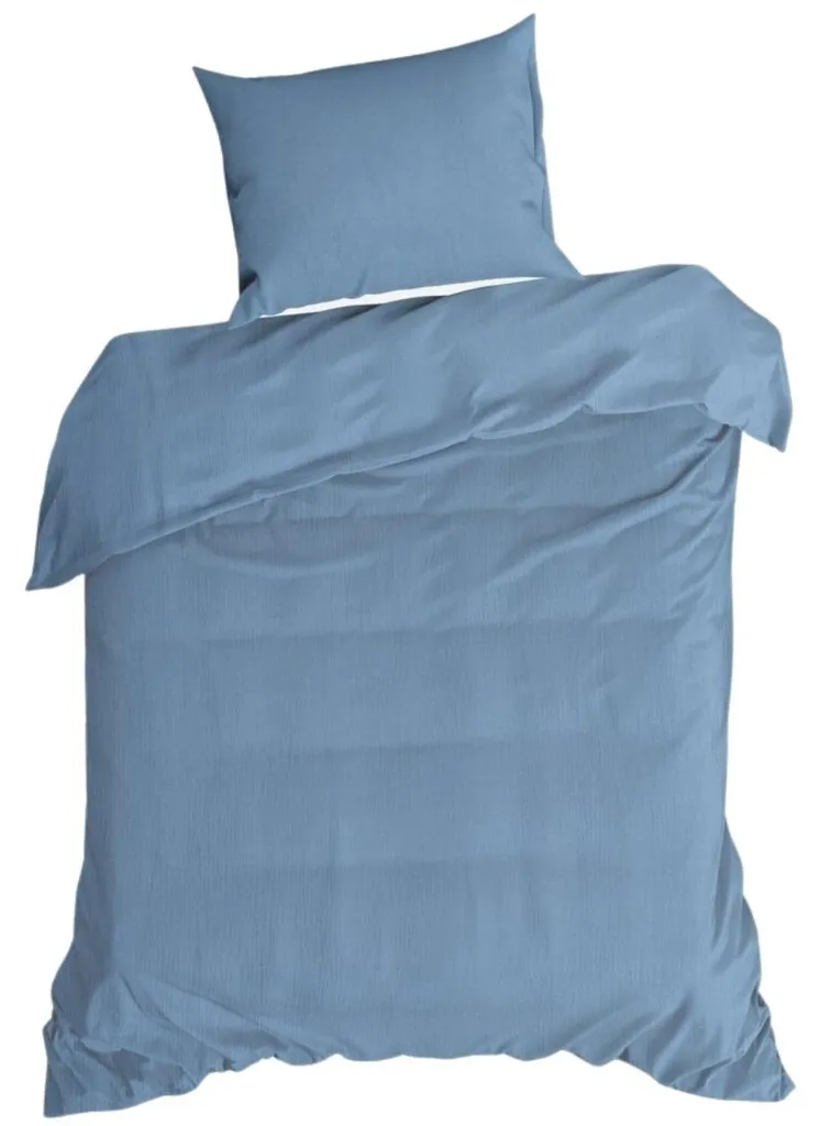 Linge de lit bleu en coton pur 140x200 cm : Parure complète EUROFIRANY