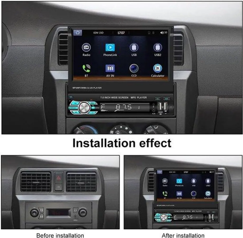 Autoradio 7 pouces avec CarPlay et Android Auto sans fil - Écran Tactile
