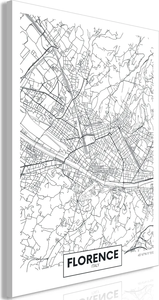 Quadro Mappa di Firenze 80x120 cm - Stampa su Tessuto Non Tessuto