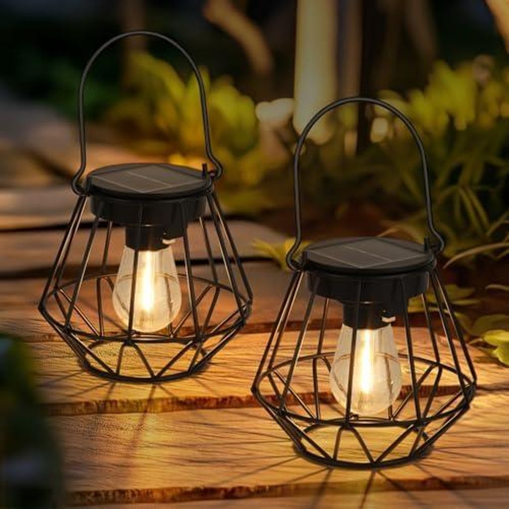 Kimjo Solarlaterne für Außen - Solarlampen für Außen Garten Hängend Stehend IP65 Wasserdicht - Sonnenförmige Solar Laternen Für Draußen War...