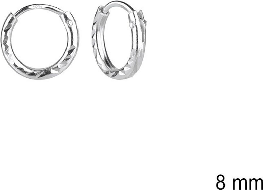 Kleine Creolen Silber 925 mit Diamantschliff 8 mm Produktbild 