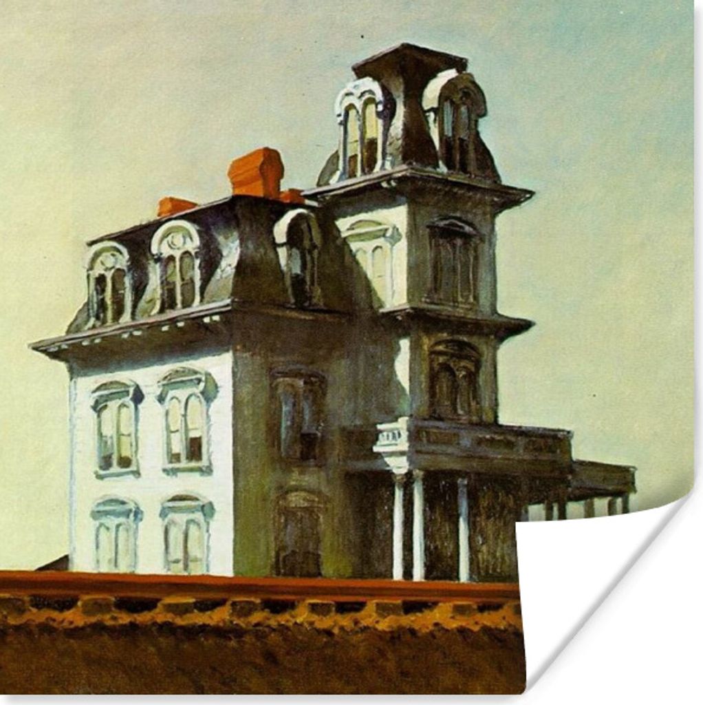 MuchoWow Poster Haus an der Eisenbahn - Edward Hopper 100x100 cm - Babyzimmer