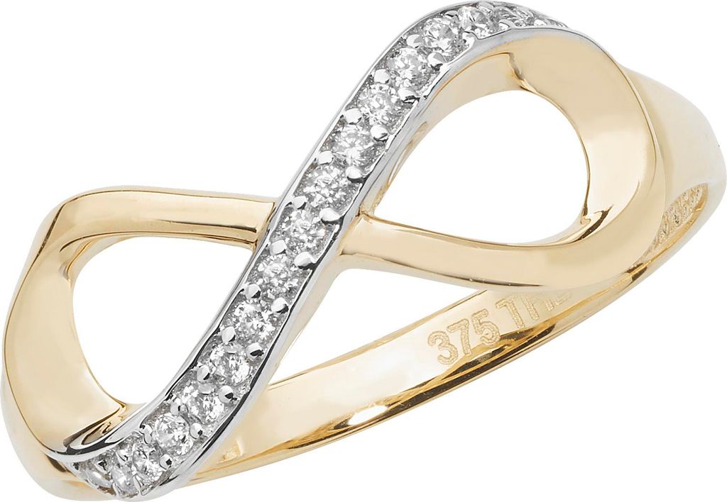 Eleganter 9 Karat (375) Gold Damen - Ring - Unendlichkeit mit Zirkonia (synth.), 55 (17.5); TRS17058RSO
