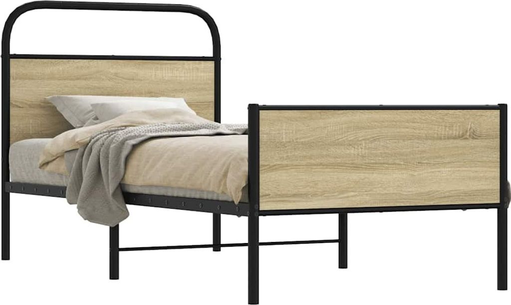 "Rabatt" Bettgestell Komfort - mit Lattenrost - ohne Matratze - 75x190 cm Sonoma-Eiche Holzwerkstoff - Klassische Betten CC18489